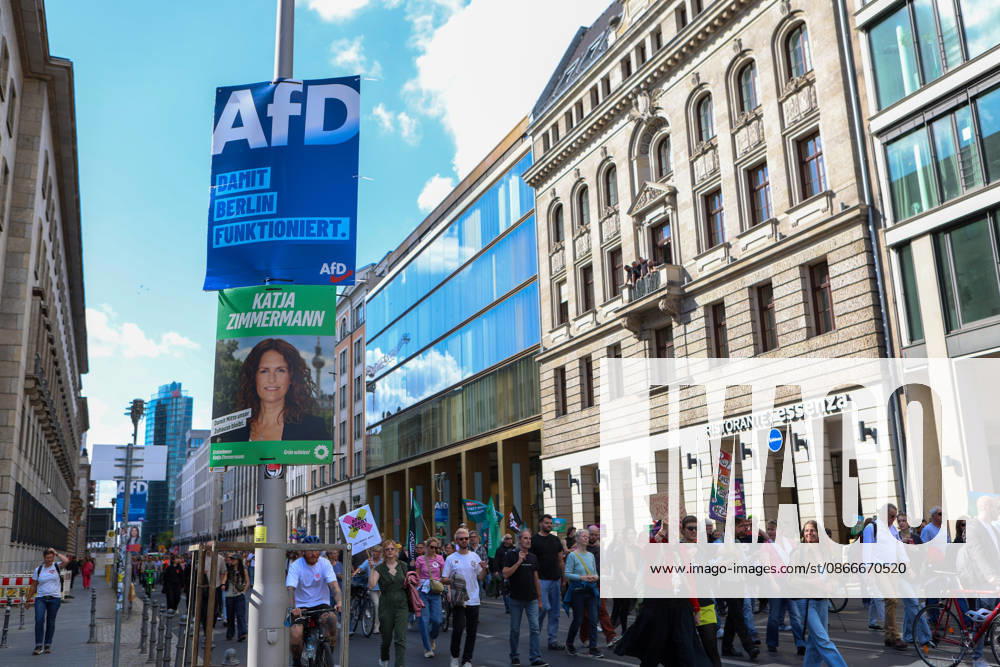 People attend a demonstration against the far-right Alternative for Germany (AfD) party in Berlin, Germany, September 12, 2026. According to police estimates, between 10,000 and 15,000 people took part in the demonstration, held in the aftermath of the AfDÃ¢â‚¬â ¢s strong result in the Saxony-Anhalt state elections and one week ahead of BerlinÃ¢â‚¬â ¢s state elections on September 20. Berlin Germany - ZUMAc291 20260912_zip_c291_009