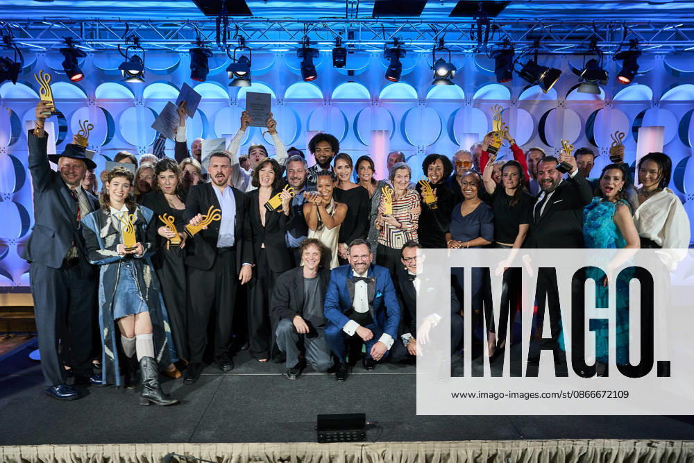 2026 German Acting Award: Group photo of all award winners and presenters—Robert Stadlober, Lia von Blarer, Anja Schneider, Johanna Hellwig, Edin Hasanovic, Valerie Pachner, Lamin Le