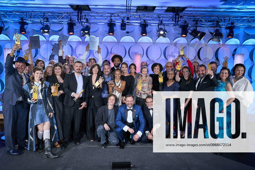 2026 German Acting Award: Group photo of all award winners and presenters—Robert Stadlober, Lia von Blarer, Anja Schneider, Johanna Hellwig, Edin Hasanovic, Valerie Pachner, Lamin Le