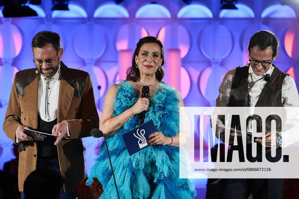 2026 German Acting Award: Hans Werner Meyer, Nadine Heidenreich, and Christian Senger Perform a Musical Number on Stage; Show Celebrating 15 Years of the German Acting Award and 20 Years of the BFFS; Pullman Berlin Schweizerhof; Date: September 11, 2026