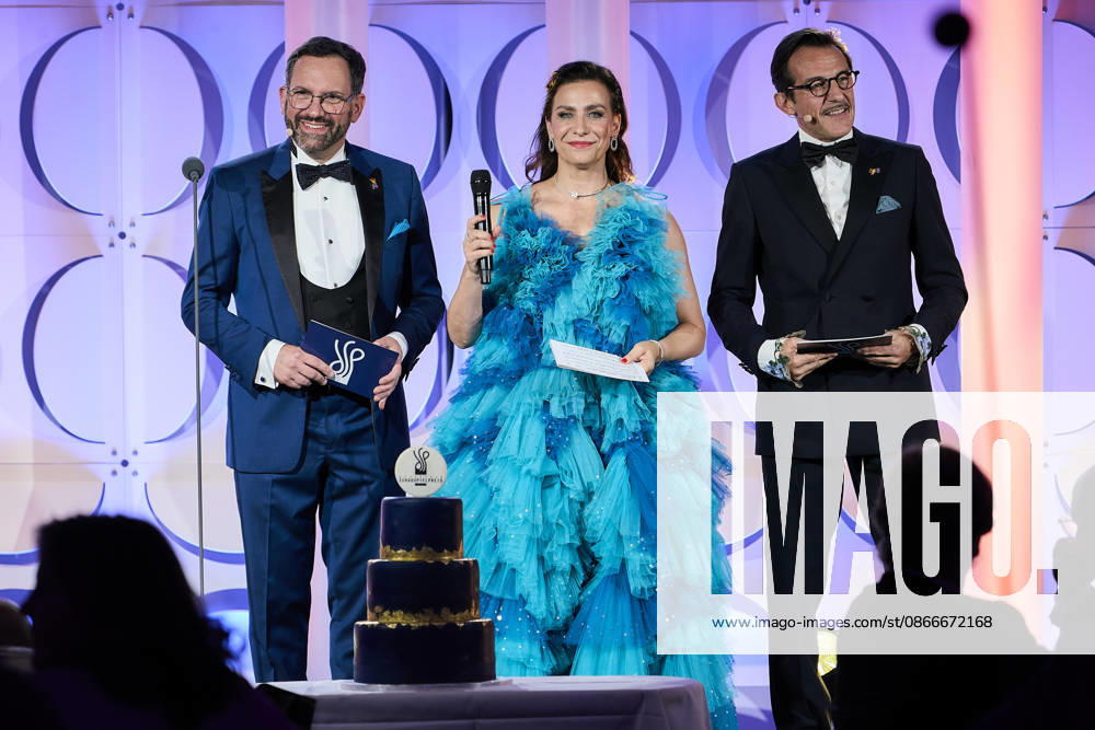 German Acting Award 2026: Hans Werner Meyer, Nadine Heidenreich, and Christian Senger Perform a Musical Number on Stage; Show Marking 15 Years of the German Acting Award and 20 Years of the BFFS; Pullman Berlin Schweizerhof; Date: September 11, 2026
