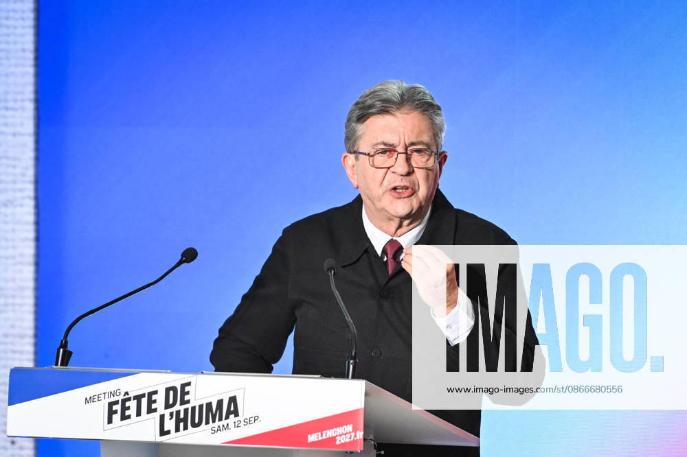 Fete de Humanite near Paris FA Founder of French leftist party La France Insoumise (LFI) Jean-Luc Melenchon delivers a speech as part of the annual Fete de l Humanite festival organised by the Communist newspaper L Humanite, in Le Plessis-Pate, south of Paris, on September 12, 2026. Photo by Firas Abdullah ABACAPRESS.COM Paris Ile-de-France France