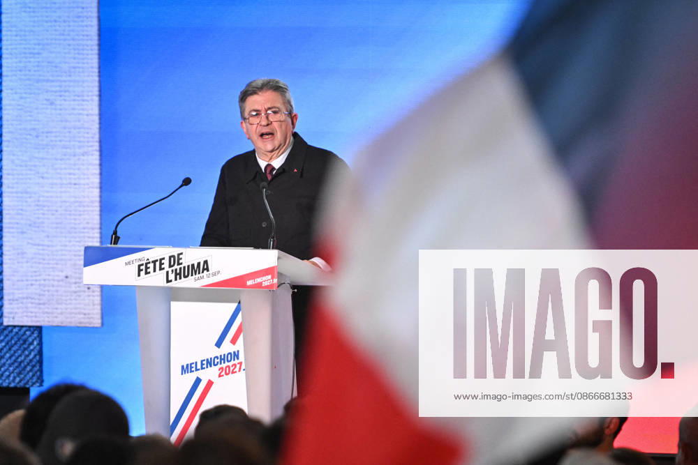 Fete de Humanite near Paris FA Founder of French leftist party La France Insoumise (LFI) Jean-Luc Melenchon delivers a speech as part of the annual Fete de l Humanite festival organised by the Communist newspaper L Humanite, in Le Plessis-Pate, south of Paris, on September 12, 2026. Photo by Firas Abdullah ABACAPRESS.COM Paris Ile-de-France France