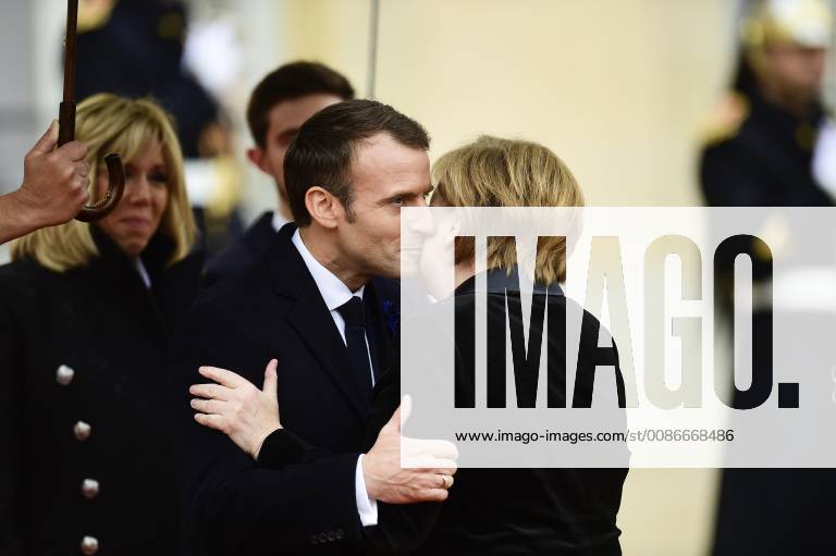 Emmanuel Macron - president de la Republique et Angela Merkel - Chanceliere federal d Allemagne NEWS : Commemorations du 11 novembre - Diner des chefs d Etat a l Elysee - Paris - 11 11 2018 JBAutissier Panoramic