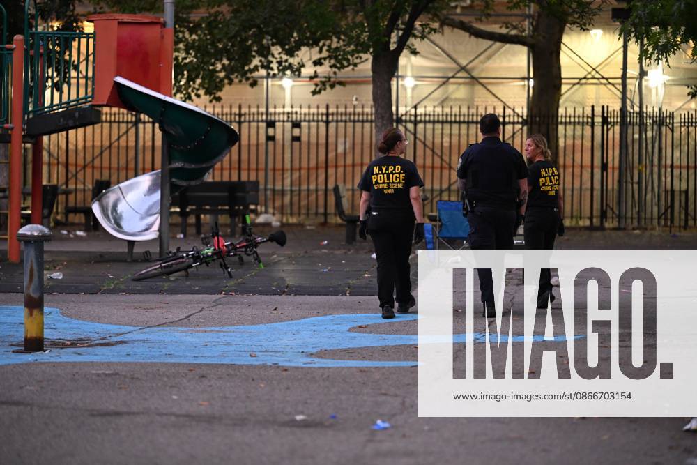 Two Men Killed In Double Homicide At Howard Playground In Brooklyn New York - 12 Sep 2026 NYPD officers work the scene in daylight hours following an overnight shooting where two men were fatally shot in the vicinity of Howard Playground at Mother Gaston Boulevard and Glenmore Avenue within the confines of the 73 precinct in Brooklyn, New York, United States. Friday evening after 10pm the shooting transpired. 35-year-old Antoine Utsey and 33-year-old Deon Miller were both shot, transported by EMS to local area hospitals where they both were pronounced dead. There are no arrests and the investigation remains ongoing. Brooklyn United States