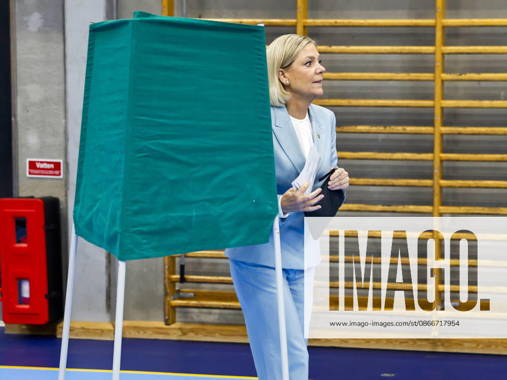 Social Democratic Party leader Magdalena Andersson (S) votes at the Skuru Sports Hall in Nacka on Election Day STOCKHOLM, SWEDEN
