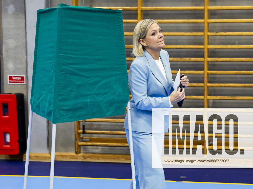 Social Democratic Party leader Magdalena Andersson votes at a polling station in Nacka, Sweden, on Election Day, September 13, 2026. STOCKHOLM, SWEDEN