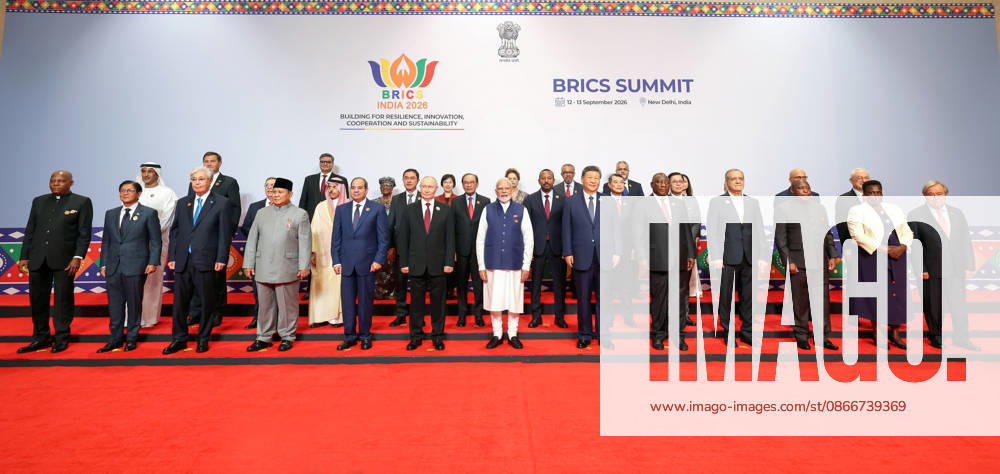 PM Modi poses for a family photo with world leaders at Bharat Mandapam on Day 2 of the BRICS Summit 2026 New Delhi, Sep 13 (ANI): Prime Minister Narendra Modi poses for a family photo with world leaders at Bharat Mandapam on Day 2 of the BRICS Summit 2026, in New Delhi on Sunday. (Narendra Modi Photo Gallery ANI Photo) Delhi New Delhi India