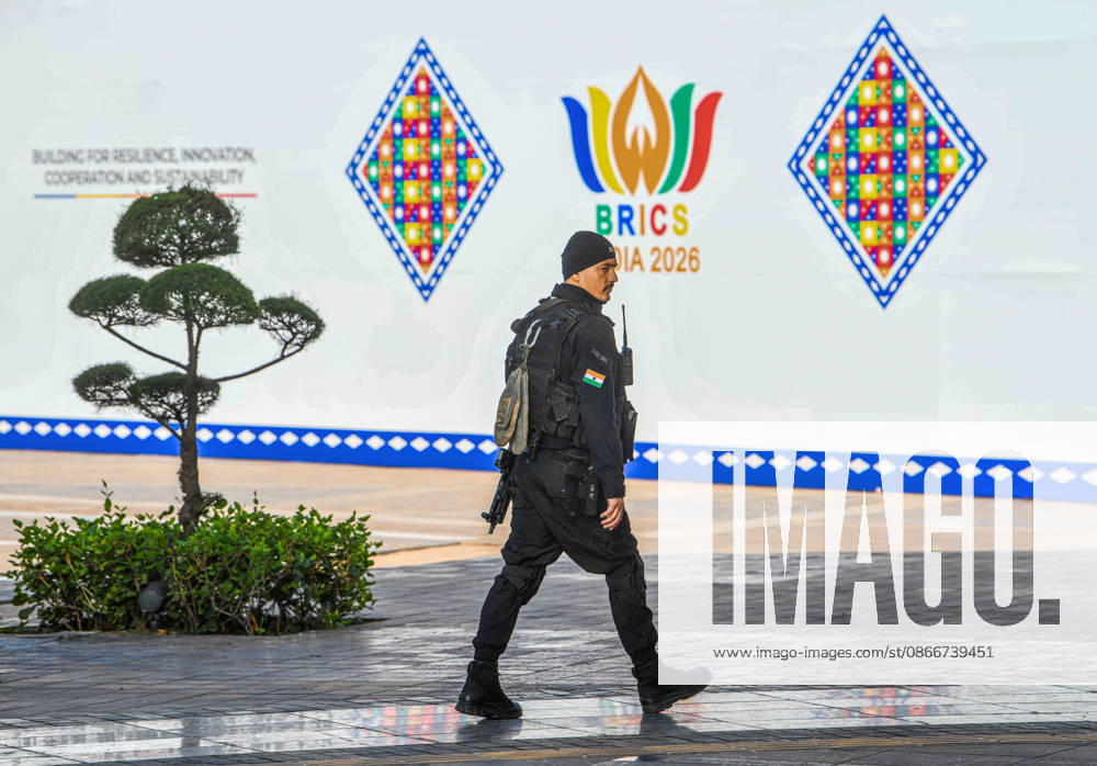 BRICS Summit 2026 in New Delhi New Delhi, Sep 13 (ANI): Security walks at Bharat Mandapam on day two of the 18th BRICS Summit 2026, in New Delhi on Sunday. NEW DELHI Delhi India