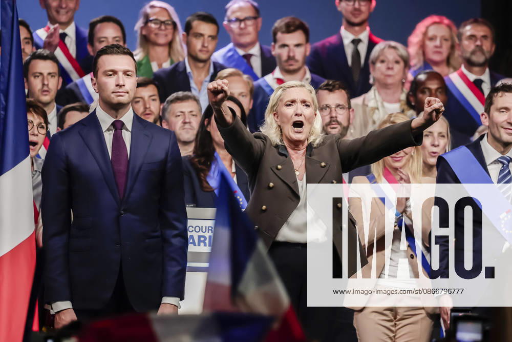 Henin Beaumont, France September 13, 2026 - Discours de rentrée de Marine Le Pen candidate du Rassemblement National RN a la prochaine election presidentielle - Marine Le Pen, Jordan Bardella