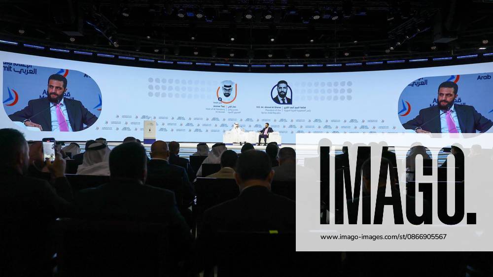 Syrian President Ahmed al-Sharaa Addresses Arab Media Summit in Dubai Syrian President Ahmed al-Sharaa speaks as a keynote participant during the opening of the 24th Arab Media Summit 2026 in Dubai, United Arab Emirates, on September 15, 2026. Al-Sharaa took part in a dialogue session titled Syria of the Future. . Photo by Syrian Presidency apaimages Syria Syria Syrian Arab Republic 150926_UAE_SPO_00(5)