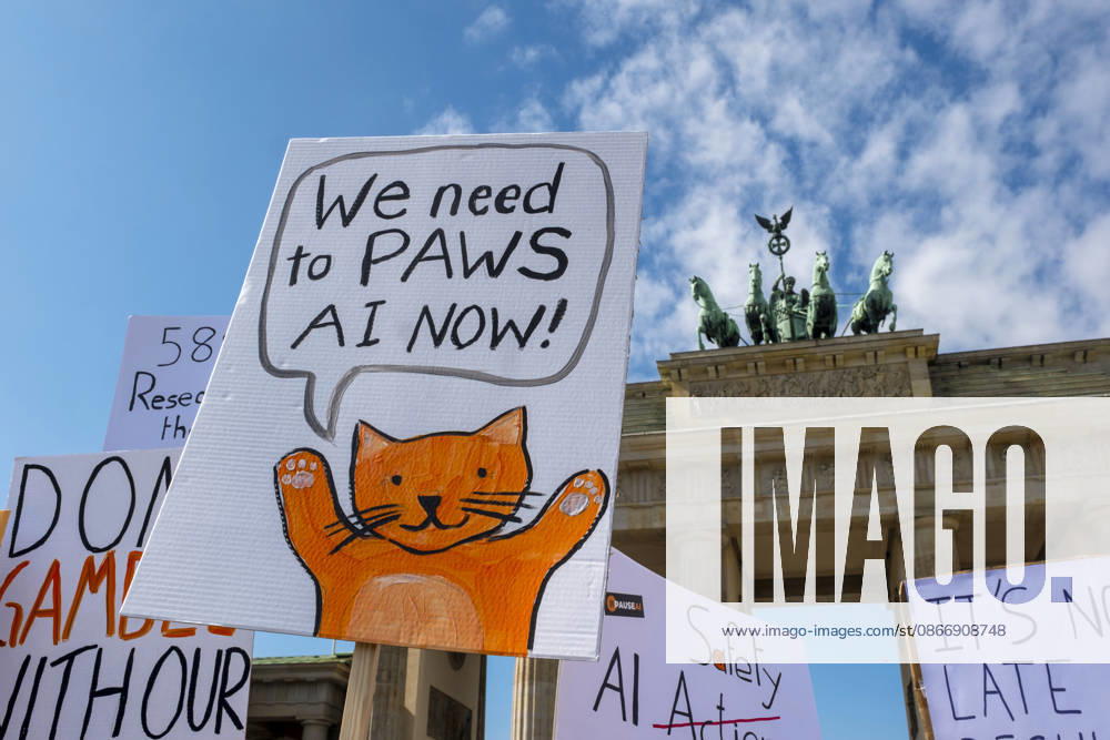 On Tuesday, September 15, 2026, activists held a demonstration in front of the Brandenburg Gate to draw attention to the risks posed by artificial intelligence (AI). The Super AI: No, Thank You
