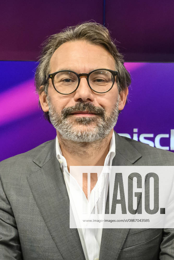 Pictured, from left: Rene Pfister, *Der Spiegel*, GER, Berlin, studio, guest on *Maischberger*, political talk show, TV, program, with host Sandra Maischberger, *Das Erste*, from Adlershof, Studio 20, September 16, 2026,