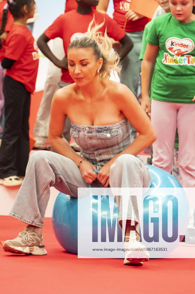 ABB CHILDREN S DAY Anna Carina Woitschack sits on a bouncy ball at Children s Day at the Atelier Gardens in Berlin on September 17, 2026