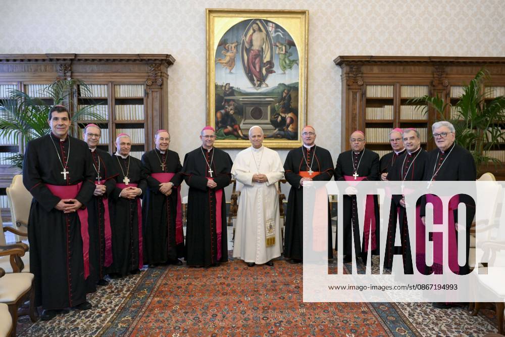 POPE LEO XIV PRIVATE AUDIENCE Italy, Rome, Vatican, September 18, 2026 Pope Leo XVI receives the bishops of Uruguay, who are on an ad Limina Apostolorum visit, in a private audience Vatican. - NO BOOKS
