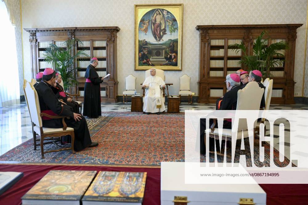 POPE LEO XIV PRIVATE AUDIENCE Italy, Rome, Vatican, September 18, 2026 Pope Leo XVI receives the bishops of Uruguay, who are on an ad Limina Apostolorum visit, in a private audience Vatican. - NO BOOKS