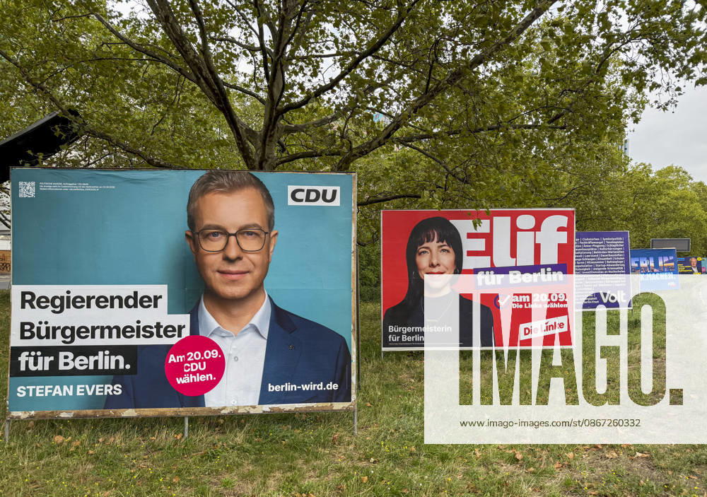 Ahead of Berlin House of Representatives election BERLIN, GERMANY - SEPTEMBER 19: Election campaign posters featuring political parties and candidates are displayed on streets across the city ahead of the Berlin House of Representatives election to be held in Berlin, Germany, on September 19, 2026. Halil Sagirkaya Anadolu Berlin Germany. Editorial use only. Please get in touch for any other usage.