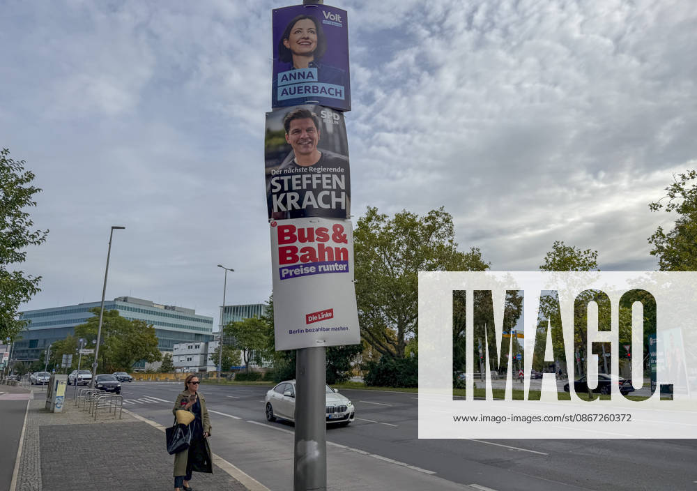 Ahead of Berlin House of Representatives election BERLIN, GERMANY - SEPTEMBER 19: Election campaign posters featuring political parties and candidates are displayed on streets across the city ahead of the Berlin House of Representatives election to be held in Berlin, Germany, on September 19, 2026. Halil Sagirkaya Anadolu Berlin Germany. Editorial use only. Please get in touch for any other usage.