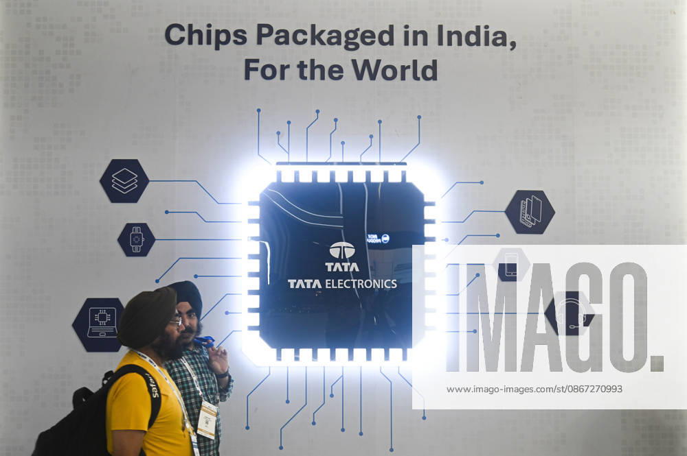 People pass by Tata Electronics kiosk at the Semicon India Expo 2026 in New Delhi, India on September 19, 2026. New Delhi India - ZUMAj168 20260919_zip_j168_004