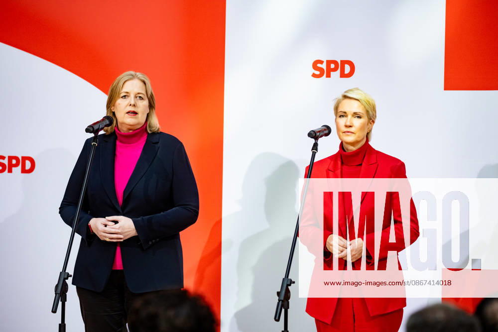 SPD Party Chair Bärbel Bas and the SPD s top candidate in Mecklenburg-Western Pomerania, Manuela Schwesig, at a press conference at the Willy Brandt House in Berlin on September 21, 2026: Reactions to the state elections in Mecklenburg-Western Pomerania and Berlin