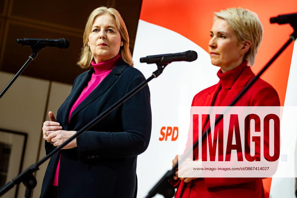 SPD Party Chair Bärbel Bas and the SPD s top candidate in Mecklenburg-Western Pomerania, Manuela Schwesig, at a press conference at the Willy Brandt House in Berlin on September 21, 2026: Reactions to the state elections in Mecklenburg-Western Pomerania and Berlin