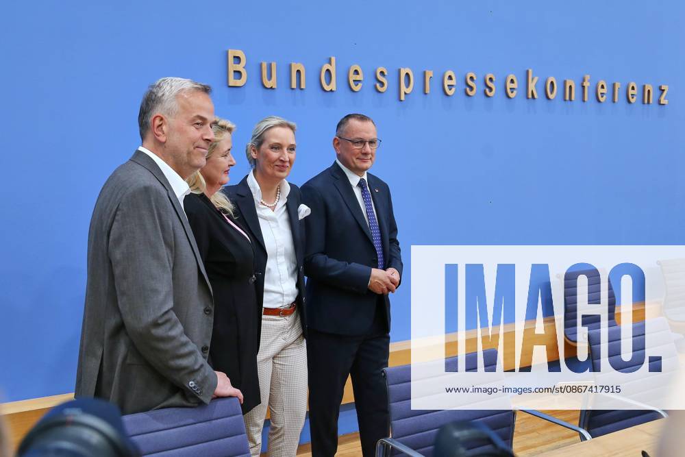 Federal Press Conference: AfD—Impact of the State Elections in Berlin and Mecklenburg-Western Pomerania on Federal Politics Leif Erik Holm, AfD candidate for the office of Minister-President in Mecklenburg-Western Pomerania, Kristin Brinker, AfD lead candidate for Berlin, and AfD chairpersons Tino Chrupalla and Alice Weidel