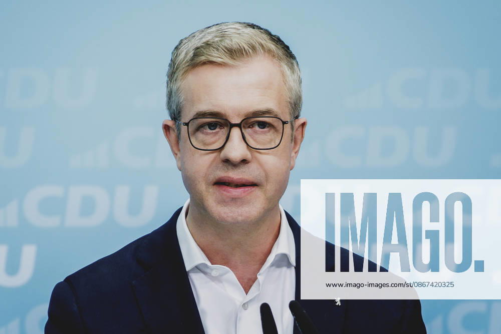 Stefan Evers, the CDU s top candidate for the Berlin House of Representatives election, photographed during a press conference in response to the state election in Mecklenburg-Western Pomerania and the Berlin House of Representatives election, September 21,