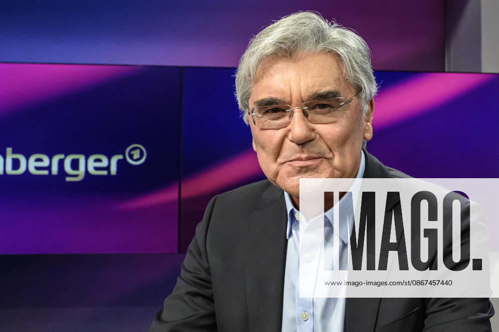 Pictured, from left: Joe Kaeser of Siemens Energy, GER, Berlin, studio, guest on Maischberger, political talk show, TV, program, with host Sandra Maischberger, Das Erste, from Adlershof Am Studio 20, September 21, 2026,