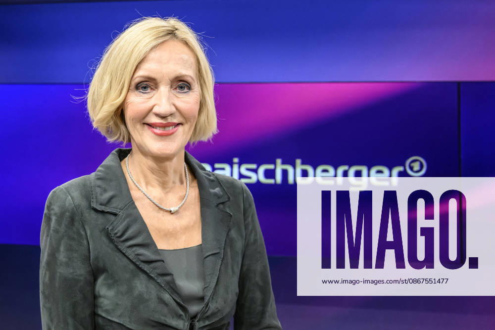 Pictured, from left: Petra Gerster, host and author, GER, Berlin, studio, guest on Maischberger, political talk show, TV, program, with host Sandra Maischberger, Das Erste, from Studio 20 in Adlershof, September 22, 2026,