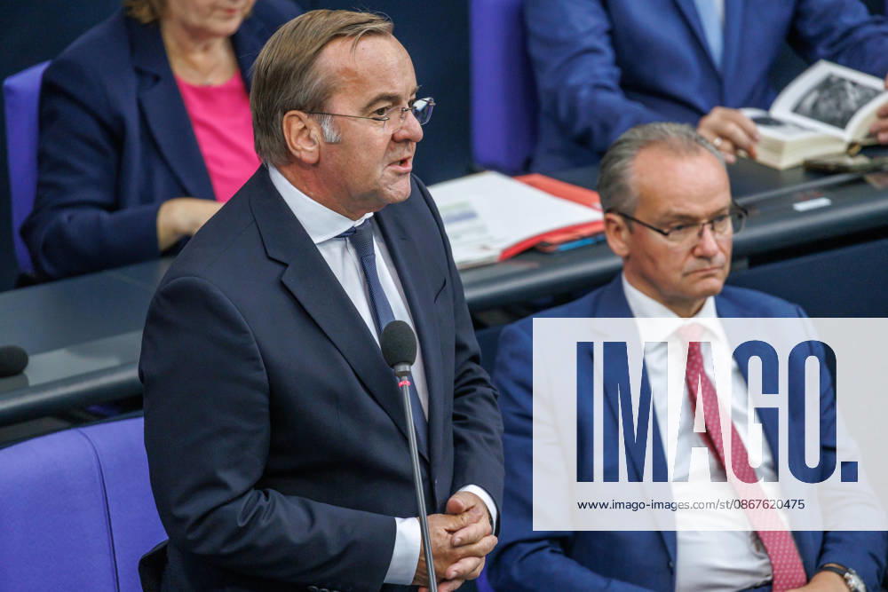 Bundestag: Boris Pistorius (SPD), Federal Minister of Defense, in the German Bundestag on September 23, 2026, in Berlin, Berlin, Germany, Bundestag
