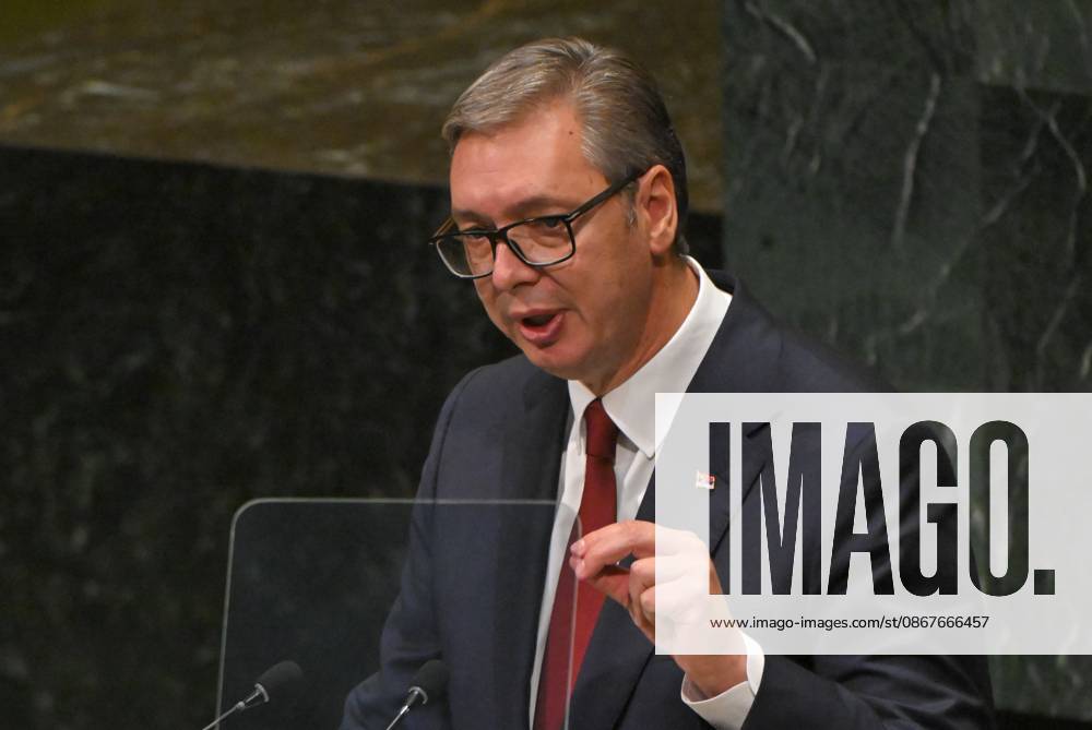 US UN General Assembly 9249934 23.09.2026 Serbian President Aleksandar Vucic addresses the 81st United Nations General Assembly at the U.N. headquarters in New York City, the United States. Sergey Guneev Sputnik New York USA