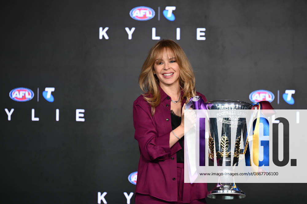 Imago images 1083700684, AFL GRAND FINAL KYLIE MINOGUE, Australian singer Kylie Minogue poses for a photo during an announcement for AFL Grand Final entertainment at a media event at the Melbourne Cricket Ground in Melbourne, Thursday, September 24, 2026. NO ARCHIVING MELBOURNE VICTORIA Australia