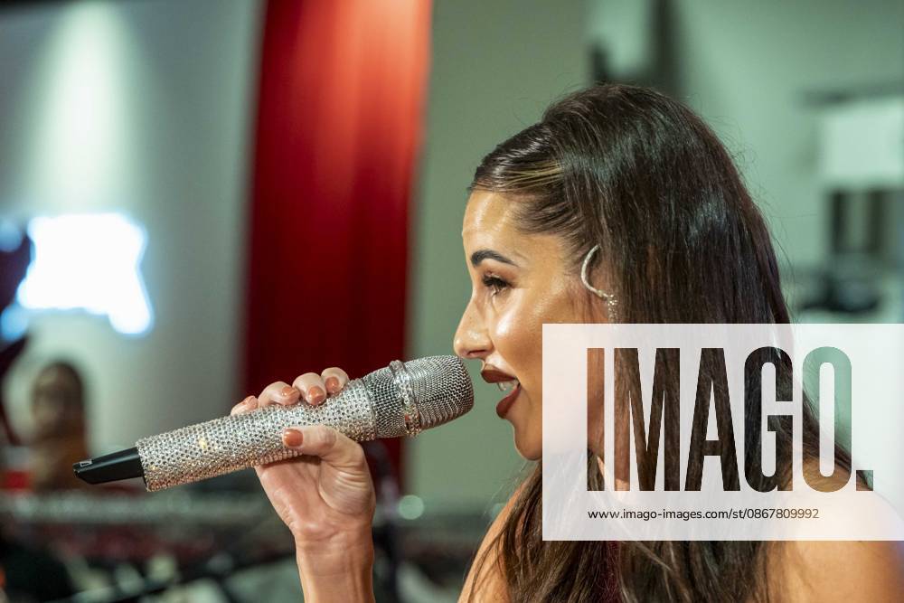 ABB TKMAXX: Sarah Engels performs as a guest on the red carpet at the grand reopening of the TK Maxx store on Alexanderplatz on September 24, 2026, in Berlin, Germany