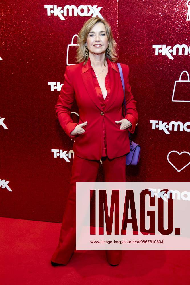 ABB TKMAXX Tina Ruland in a red pantsuit as a guest on the red carpet at the grand reopening of the TK Maxx store on Alexanderplatz on September 24, 2026, in Berlin, Germany