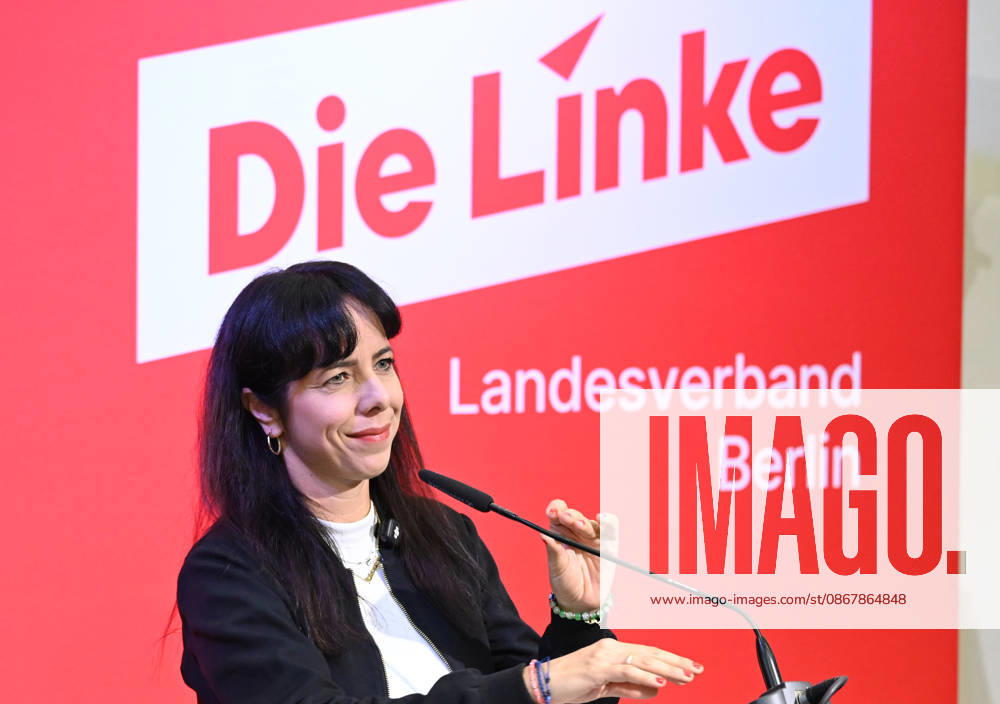 Die Linke Berlin Party Conference in Berlin BERLIN, GERMANY - SEPTEMBER 25: Die Linke (The Left Party) candidate for Berlin Governing Mayor Elif Eralp speaks during the extraordinary session of the 10th State Party Congress of the Die Linke (The Left Party) to assess the election results in Berlin on September 25, 2026. Mayor candidate Elif Eralp also took part in the conference. Volodymyr Sindieiev Anadolu Berlin Germany. Editorial use only. Please get in touch for any other usage.