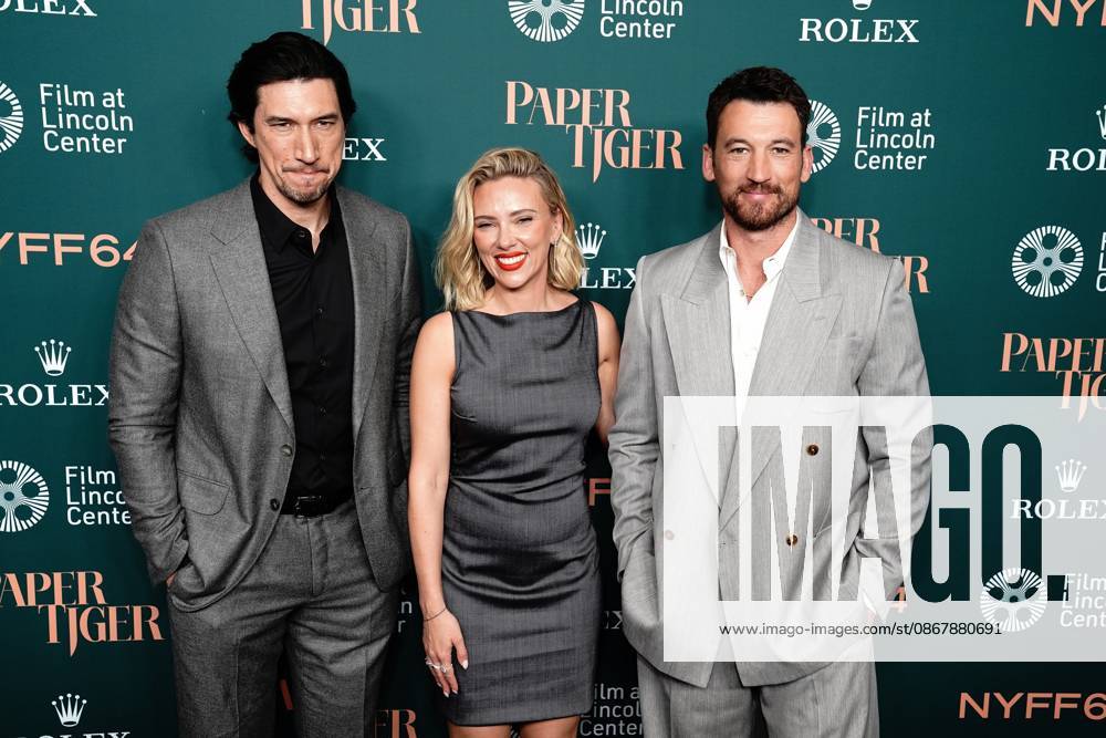 Adam Driver, Scarlett Johansson, Miles Teller at arrivals for PAPER TIGER Premiere at 64th New York Film Festival (NYFF64), Alice Tully Hall at Lincoln Center, New York, NY, September 25, 2026. Photo By: Kristin Callahan Everett Collection PAPER TIGER Premiere at 64th New York Film Festival (NYFF64) PUBLICATIONXNOTxINxCANxCHNxFRAxITAxJPNxNORxPOLxRUSxESPxUKxUSA
