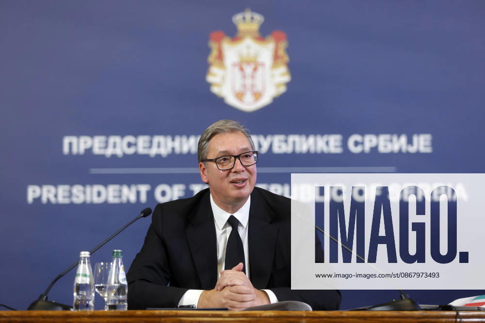 (260927) -- BELGRADE, Sept. 27, 2026 -- Serbian president Aleksandar Vucic speaks during a press conference in Belgrade, Serbia, Sept. 27, 2026. Aleksandar Vucic signed and submitted his resignation on Sunday, stepping down as president. (Photo by Xinhua) SERBIA-BELGRADE-VUCIC-RESIGNATION PredragxMilosavljevic