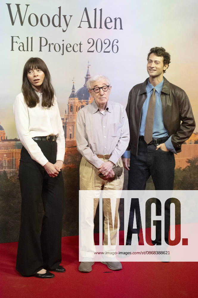Woody Allen, Woody Allen, and Peter Vives at the official reception marking the start of filming for the Woody Allen Fall Project 2026 at the Teatros del Canal in Madrid, October 1, 2026 Foto:Fotografosx xFuturexImagex woody_6042
