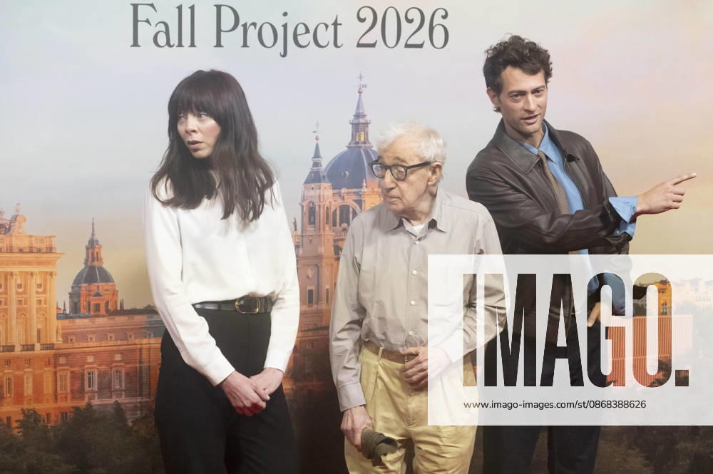 Woody Allen, Woody Allen, and Peter Vives at the official reception marking the start of filming for the Woody Allen Fall Project 2026 at the Teatros del Canal in Madrid, October 1, 2026 Foto:Fotografosx xFuturexImagex woody_6043