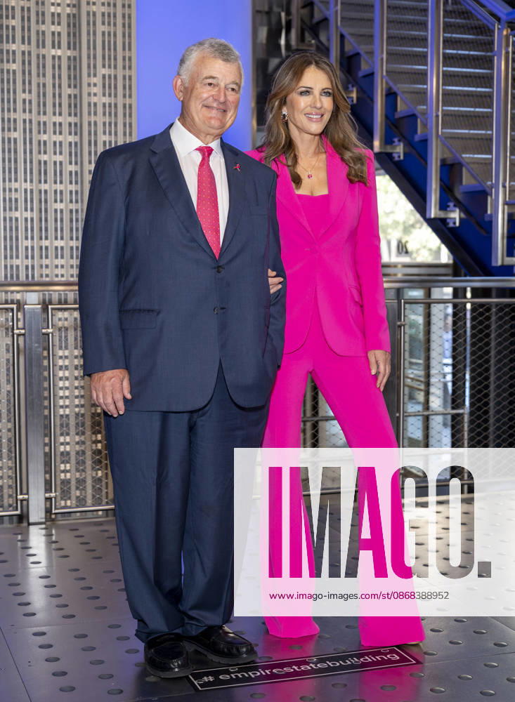 WILLIAM P. LAUDER and ELIZABETH HURLEY visit the Empire State Building in New York to honor Breast Cancer Awareness Month and the Breast Cancer Campaign with The Estee Lauder Company. 1 October 2026 New York USA - ZUMAa265 20261001_zep_a265_039