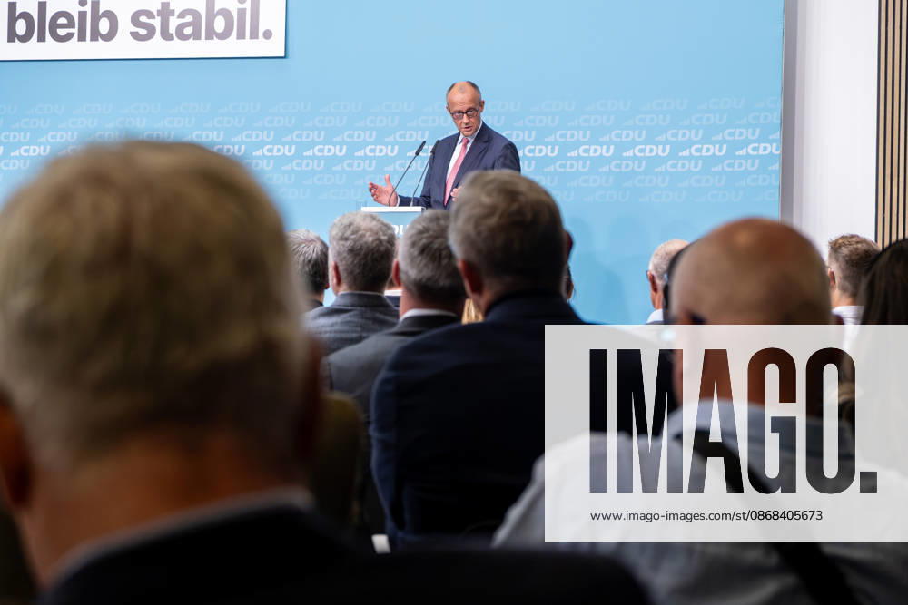 Chancellor Friedrich Merz at the CDU s final campaign rally ahead of the upcoming Berlin House of Representatives election at the Konrad Adenauer House in Berlin Campaigning in Berlin sp2026091756745