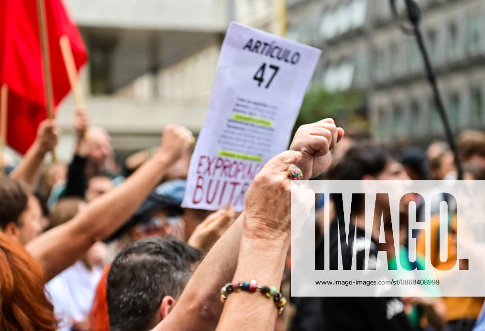 Tenants and housing activists gather outside the Congress of Deputies in Madrid during a demonstration called by the Sindicato de Inquilinas e Inquilinos de Madrid. The protest takes place on the Spanish Parliament votes on two Royal Decree-Laws on housing: one concerning measures to protect the social function of housing and increase affordable housing supply, and another aimed at strengthening the stability of habitual rental contracts. The demonstration was organized to pressure lawmakers during the vote. Junts had announced its opposition to the measures, while PP and Vox were also expected to vote against them. Madrid SPAIN - ZUMAz108 20261002_znp_z108_017