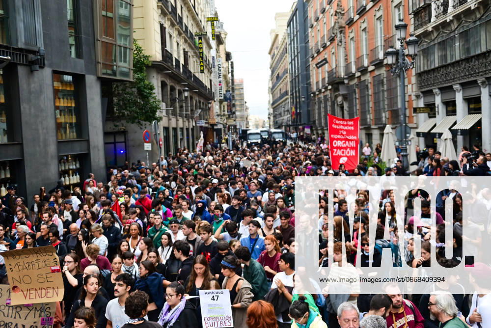 Tenants and housing activists gather outside the Congress of Deputies in Madrid during a demonstration called by the Sindicato de Inquilinas e Inquilinos de Madrid. The protest takes place on the Spanish Parliament votes on two Royal Decree-Laws on housing: one concerning measures to protect the social function of housing and increase affordable housing supply, and another aimed at strengthening the stability of habitual rental contracts. The demonstration was organized to pressure lawmakers during the vote. Junts had announced its opposition to the measures, while PP and Vox were also expected to vote against them. Madrid SPAIN - ZUMAz108 20261002_znp_z108_019