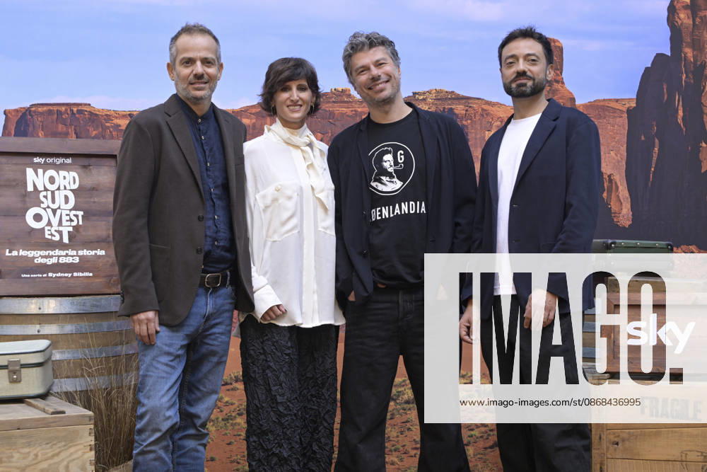 Photo by Mario Romano, IPP Milan, October 2, 2026. Photocall for the TV series *Nord Sud Ovest Est: The Legendary Story of the 883*, Season 2. Pictured: Simone Godano, Alice Filippi, Sidney Sibilia, and Alessio Lauria. Italy Photo Press World. Copyright. Photocall for the TV series *Nord*