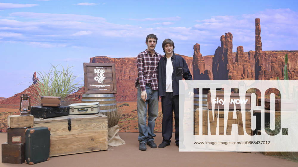 Photo by Mario Romano, IPP Milan, October 2, 2026. Photocall for the TV series *North, South, West, East: The Legendary Story of the 883*, Season 2. Pictured: Matteo Oscar Giuggioli and Elia Nuzzolo. Italy Photo Press World. Copyright. Photocall for the TV series *North*