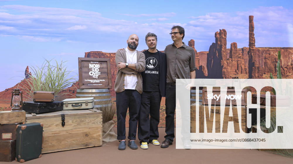 Photo by Mario Romano, IPP Milan, October 2, 2026. Photocall for the TV series *North, South, West, East: The Legendary Story of the 883*, Season 2. Pictured: Sidney Sibilia and Marco Pettenello. Italy Photo Press World. Copyright. Photocall for the TV series *North*