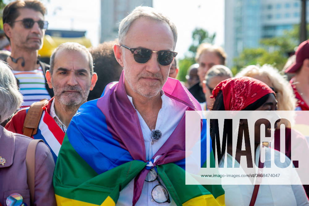 Politics At Paris Pride March - France Emmanuel Gregoire, Mayor of Paris, attends the Pride Parade to defend the rights of LGBTQ+ individuals, marching from Place d Italie to Bastille in Paris, France on October 3, 2026. Photo by Denis Prezat ABACAPRESS.COM Paris France
