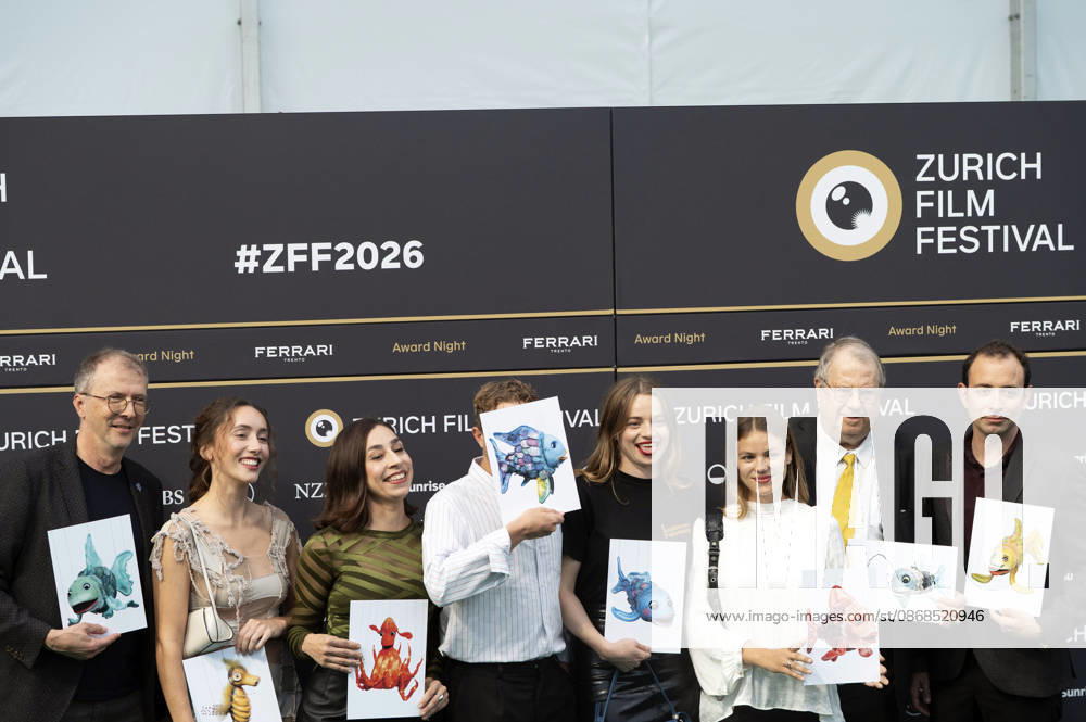Marcus Pfister, Annalena Miano, Carol Schuler, Max Hubacher, Luna Wedler, Yael Meier, and guests at the premiere of the feature film *De Rägebogefisch* at the 22nd Zurich Film Festival at Corso Zurich, October 3, 2026 Foto:xA.xFuturexImagex raegebogefisch_6001