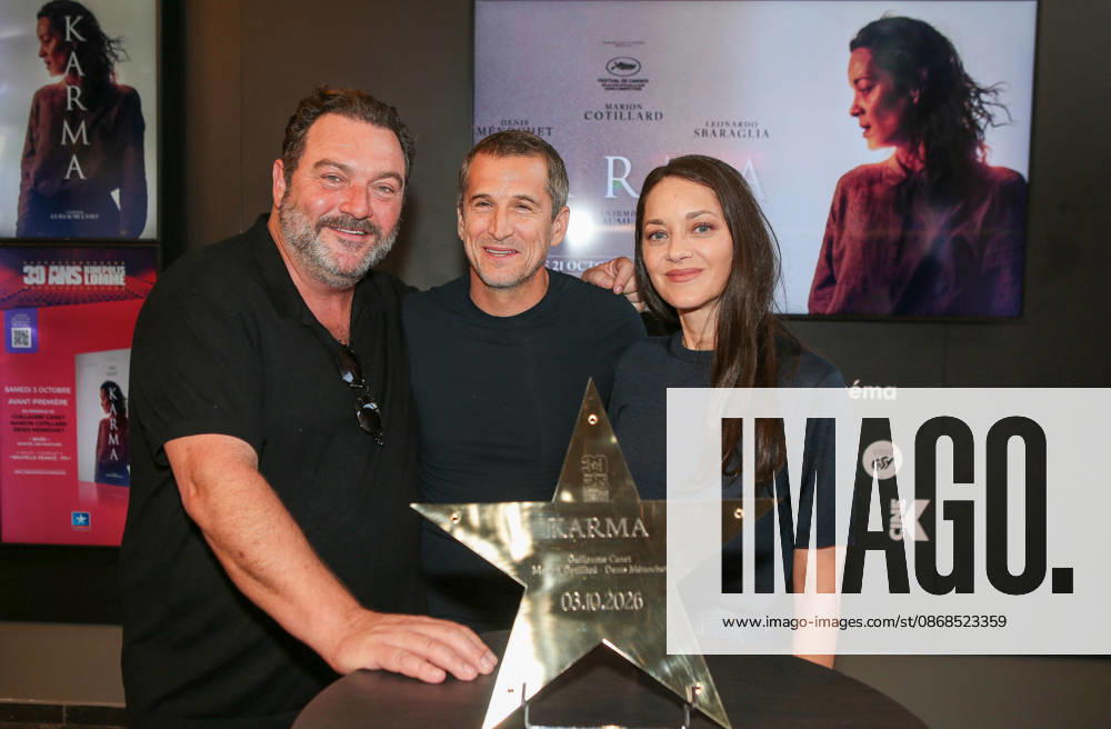 Denis Ménochet, Guillaume Canet, and Marion Cotillard at the premiere of the film *Karma* at the Kinepolis cinema in Lomme, France, on October 3, 2026 Stéphane Vansteenkiste Bestimage Premiere of the film *Karma* at the Kinepolis cinema in Lomme, France, on October 3, 2026 Lomme, unknown