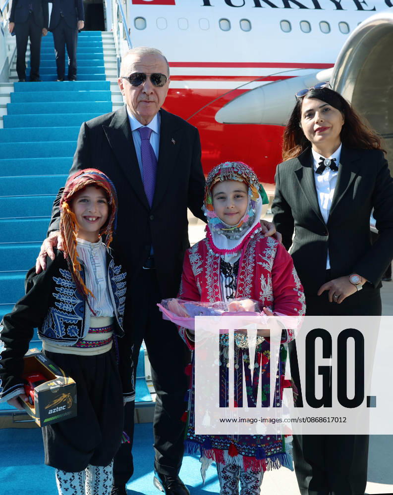 Turkish President Recep Tayyip Erdogan ANTALYA, TURKIYE - OCTOBER 05: (---- - MANDATORY CREDIT - TURKISH PRESIDENCY MURAT KULA HANDOUT - NO MARKETING NO ADVERTISING CAMPAIGNS - DISTRIBUTED AS A SERVICE TO CLIENTS----) Turkish President Recep Tayyip Erdogan is greeted by children dressed in traditional local attire upon his arrival at Antalya Airport to attend various programs and events in Antalya, Turkiye on October 05, 2026. TUR Presidency Murat Kula Anadolu Antalya Turkey. Editorial use only. Please get in touch for any other usage.